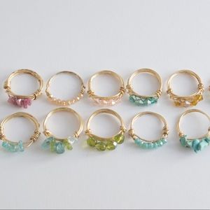 Wire wrapped crystal Rings